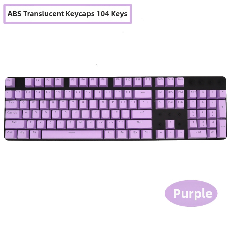 ABS 104-os billentyűzethez készült capkészlet mechanikus billentyűzethez, két színű injekciós formázás, átlátszó karakterek, univerzális kompatibilitás