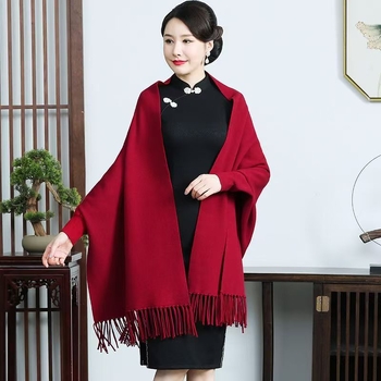Șal din Mink Velvet, stil chinezesc, pentru femei, cu mâneci, mantie lungă pentru rochie de nuntă, jacquard warp-knit, călduros
