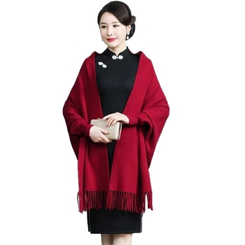 Șal din Mink Velvet, stil chinezesc, pentru femei, cu mâneci, mantie lungă pentru rochie de nuntă, jacquard warp-knit, călduros