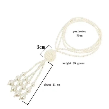 Colier cu perle artificiale, stil inimă, lanț cu bile, design multistrat, pandant din cristal artificial