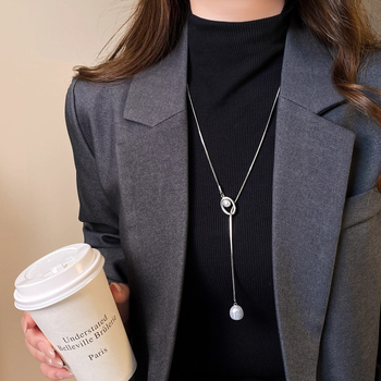 Colier din oțel titan, design multistrat, lanț drept și pandant din oțel titan, stil proaspăt și dulce