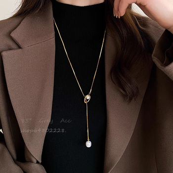 Colier din oțel titan, design multistrat, lanț drept și pandant din oțel titan, stil proaspăt și dulce