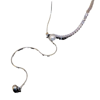 Colier lung reglabil, lanț pentru claviculă, design ușor de lux pentru femei (Material: aliaj; Lanț: lanț pentru claviculă; Material pandantiv: aliaj; Procesare: electroplacare; Sezon: toamnă 2025)
