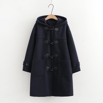 Ženski kaput od umjetne vune s kapuljom, otporan na vjetar, topao, cape stil kroj, srednja duljina 65–80 cm