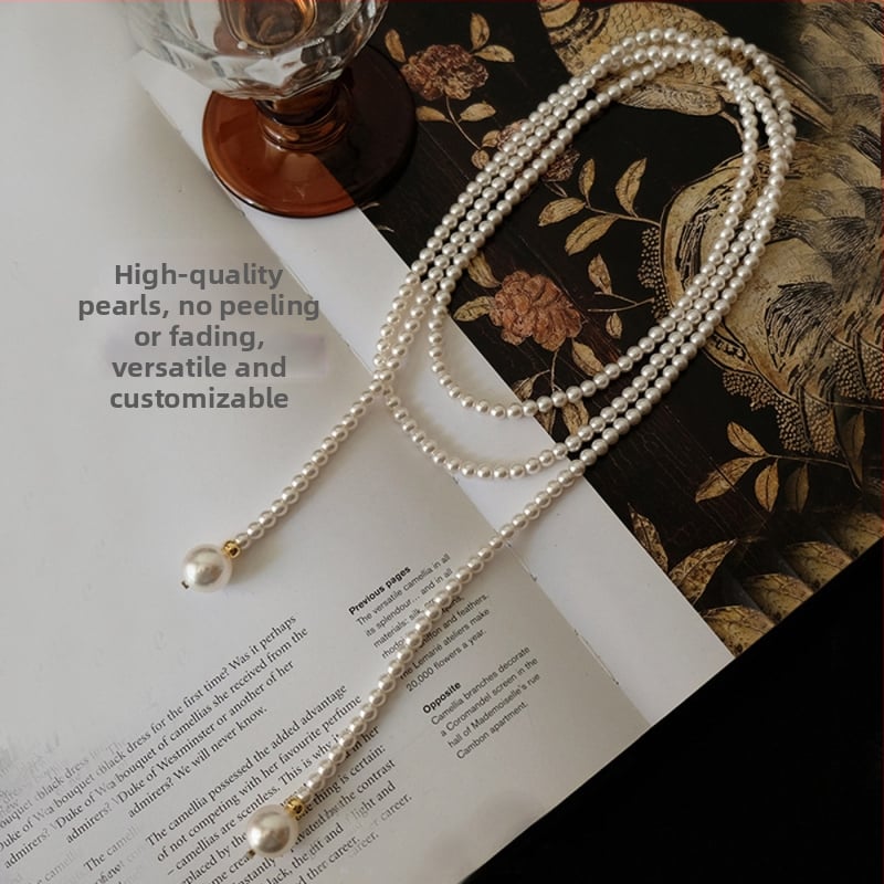 Višeslojni ogrlica od umjetnih perli, ručna izrada, kugličasti lanac, retro stil