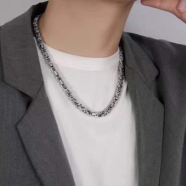 Colier masculin din oțel titan, stil hip-hop, design imperial, FEIYAYUE, placare electrolitică