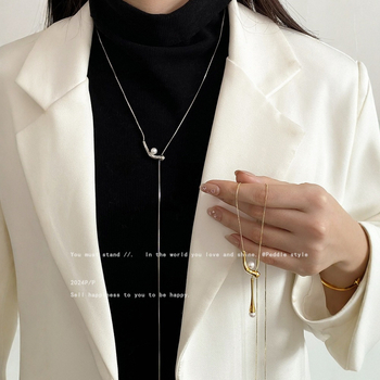 Ogrlica od titan čelika s geometrijskim dizajnom, Snake Bone lanac, privjesak titan čelik, elektroplastički završni sloj, korejski stil, ljeto 2025