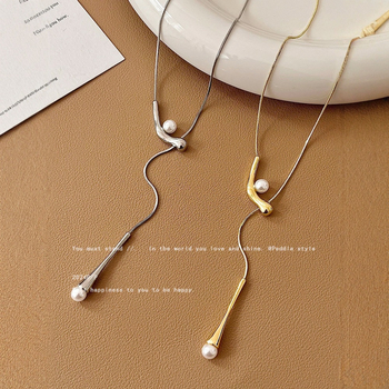 Ogrlica od titan čelika s geometrijskim dizajnom, Snake Bone lanac, privjesak titan čelik, elektroplastički završni sloj, korejski stil, ljeto 2025