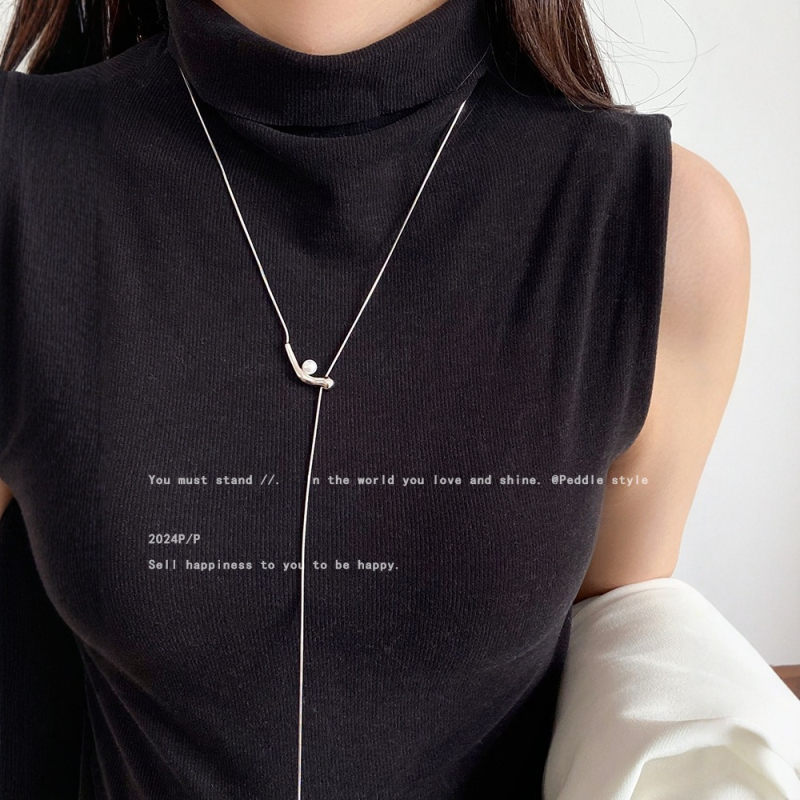 Ogrlica od titan čelika s geometrijskim dizajnom, Snake Bone lanac, privjesak titan čelik, elektroplastički završni sloj, korejski stil, ljeto 2025