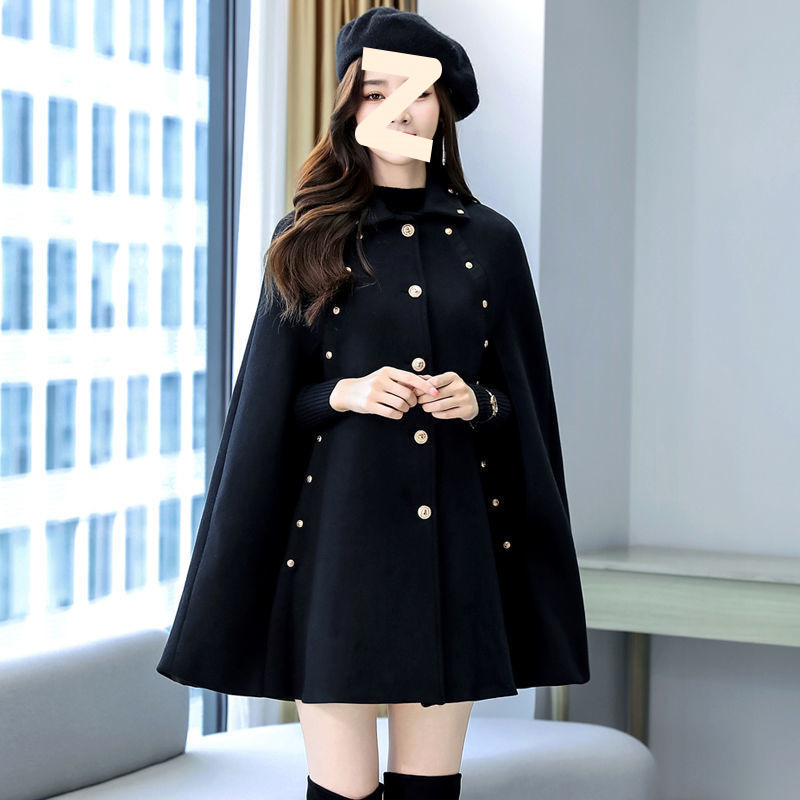 Ženski kaput od umjetne vune, bat silueta, dugačak kroj, četvrtasti ovratnik, kopčanje na gumbe
