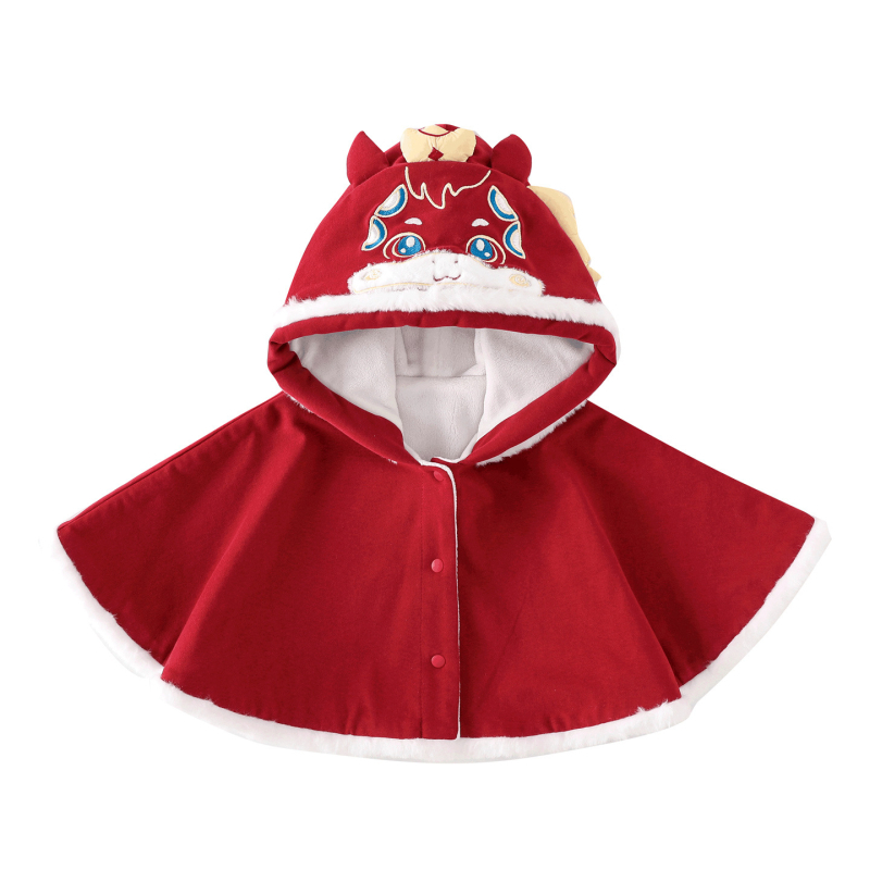 Téli meleg kapucnis köntös babák és csecsemők számára, fleece bélés, szélálló, hímzett karikatúra mintával, kevert anyag.