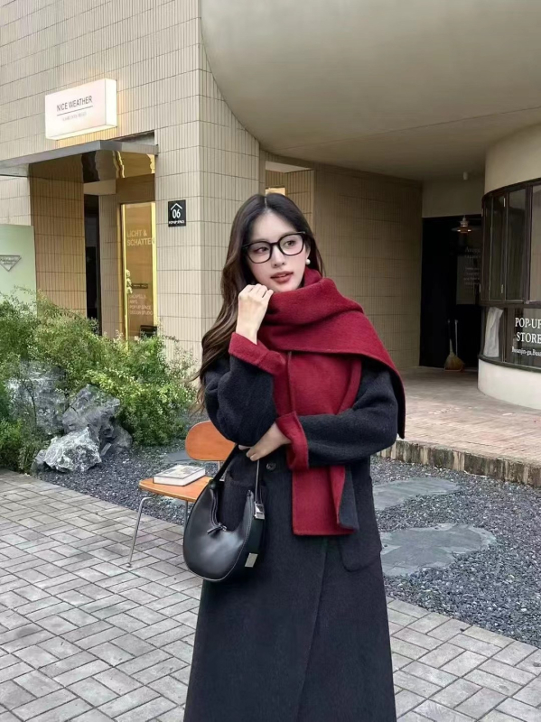 Női gyapjú kabát, visszafordítható, nagy gallér, dupla gombolás, középhosszú