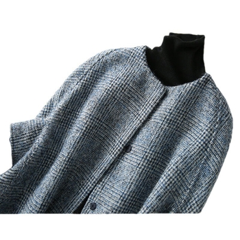 Ženski kaput od Tencel-Poliester smjese, ravni kroj, okrugli ovratnik, 3/4 rukavi, jednostruko kopčanje, književno-retro stil, jesen 2022