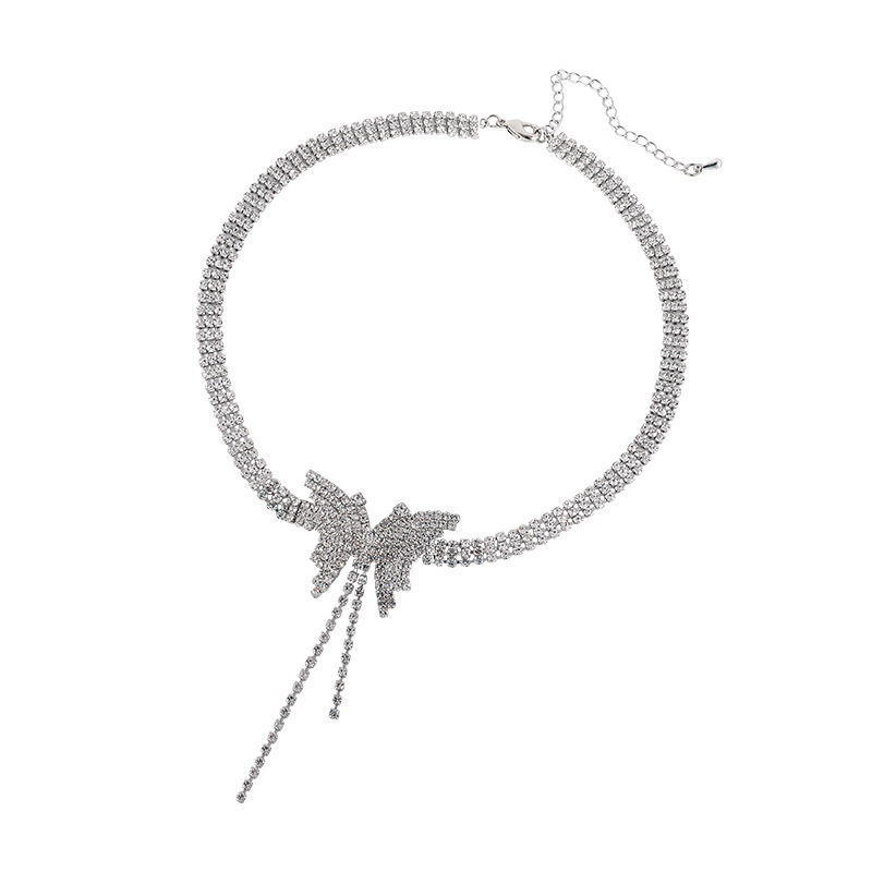 Bakrena ogrlica s leptir privjeskom, duga minimalistična, Rhinelet lanac – Youhong YH394