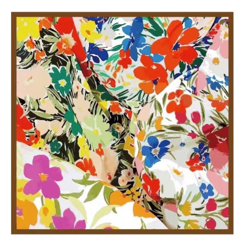 Šal od umjetne svile s kariranim uzorkom, kvadratnog dizajna, europsko-američki street stil, otisak, mogućnost prilagodbe