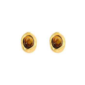 Bakreno ogrlica s tigrovim okom, klavikularni lanac, 41–50 cm, pravi zlatni sloj