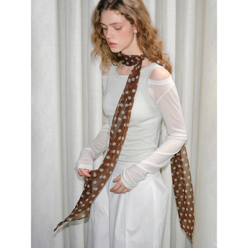 Шал с точкова шарка, френски ретро стил, полиестерна материя, пролетен сезон