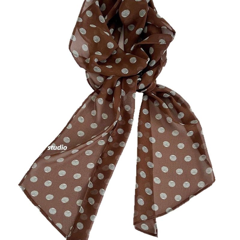 Шал с точкова шарка, френски ретро стил, полиестерна материя, пролетен сезон