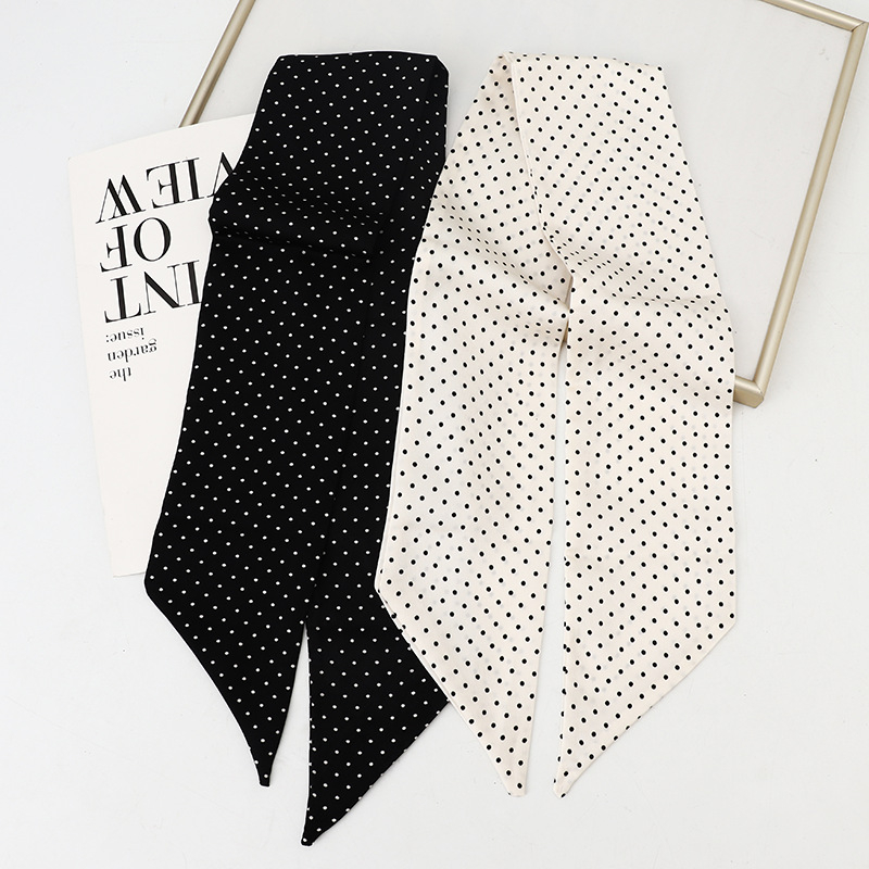 Dugi poliester šal u korejskom stilu s točkastim uzorkom, dodatak za torbu (100% poliester • twill materijal • korejski stil • proljeće 2025)