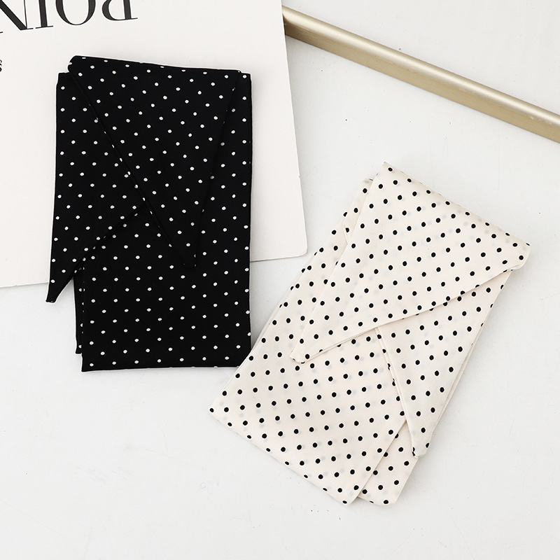 Dugi poliester šal u korejskom stilu s točkastim uzorkom, dodatak za torbu (100% poliester • twill materijal • korejski stil • proljeće 2025)