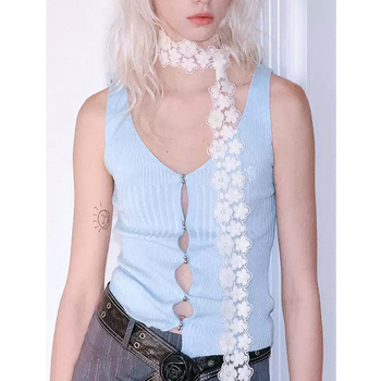 Boemski cvjetni poliester šal s vezom, ravno tkanje, proljeće 2025, standardna duljina