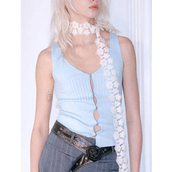 Boemski cvjetni poliester šal s vezom, ravno tkanje, proljeće 2025, standardna duljina