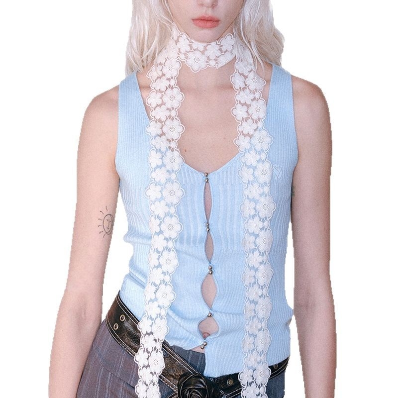 Boemski cvjetni poliester šal s vezom, ravno tkanje, proljeće 2025, standardna duljina