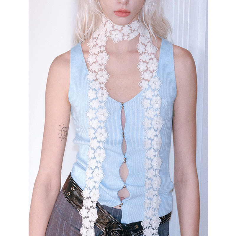 Boemski cvjetni poliester šal s vezom, ravno tkanje, proljeće 2025, standardna duljina