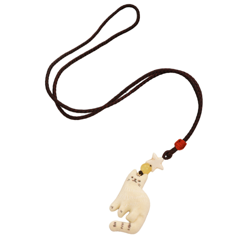 Textil nyaklánc medállal, állatmotívummal, kötéllánccal, kötött technikával