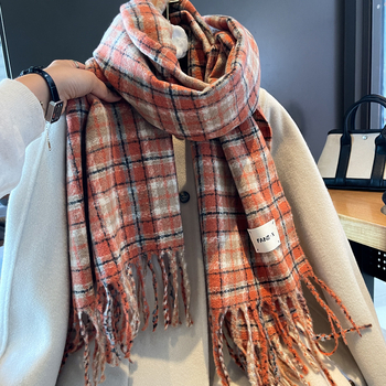 Ženski karirani šal - zima, warp-knit, imitacija kašmira, jacquard, srednja duljina, svestran (Autumn 2024)
