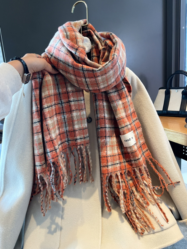 Ženski karirani šal - zima, warp-knit, imitacija kašmira, jacquard, srednja duljina, svestran (Autumn 2024)