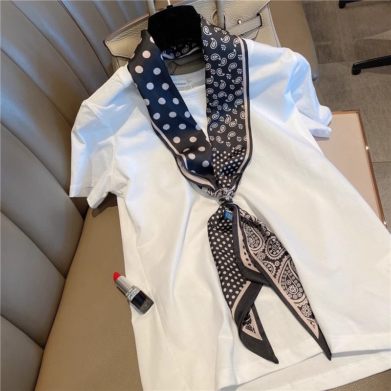 Dugi ženski šal s dvostrukim točkastim uzorkom i cvjetnim motivom, poliester, ravno tkanje, svestran i elegantan stil