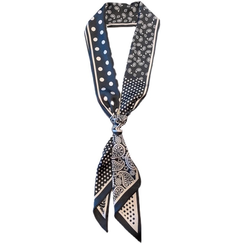 Dugi ženski šal s dvostrukim točkastim uzorkom i cvjetnim motivom, poliester, ravno tkanje, svestran i elegantan stil