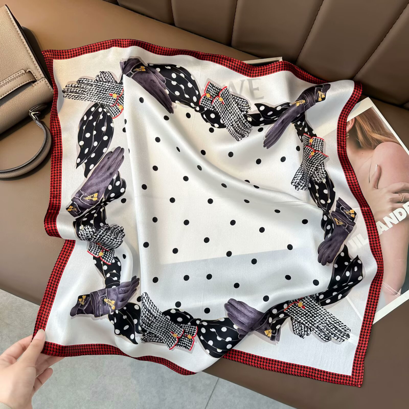 Ženski svilenkasti kvadratni šal s cvjetnim uzorkom, saten tkanina, 100% svila, elegantan i svestran