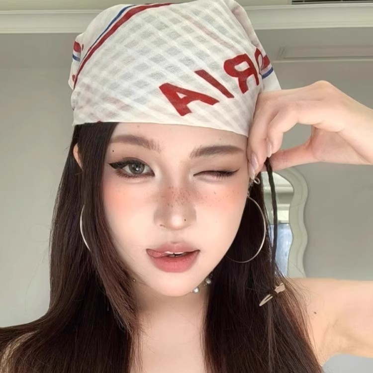 Fejkendő-turbán, négyzet alakú selyemsál, utcai/hip-hop/niche/instílus, tavasz