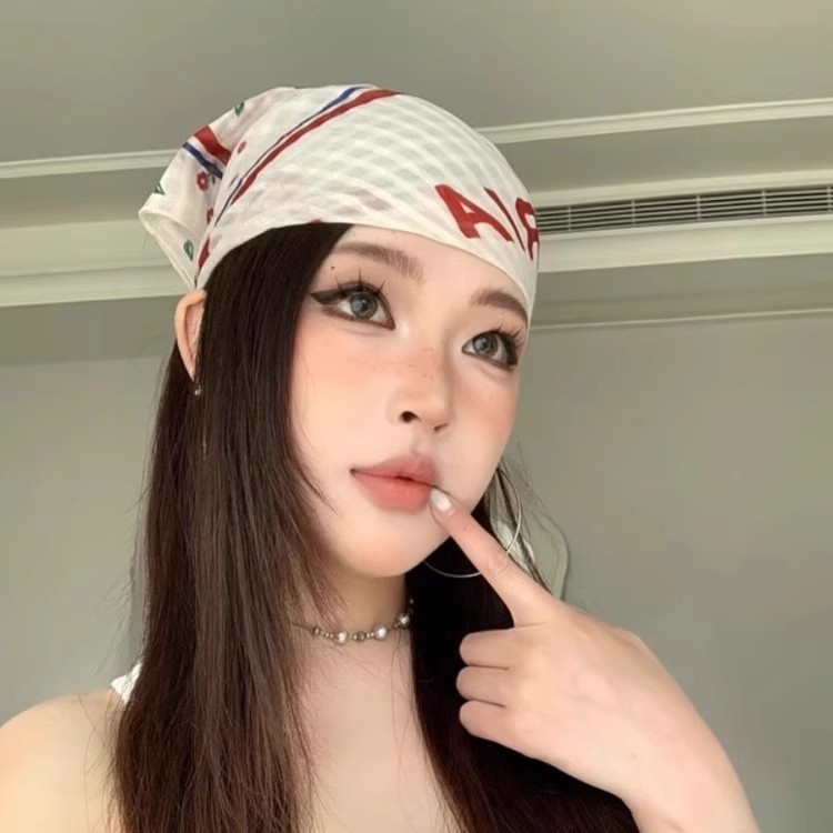 Fejkendő-turbán, négyzet alakú selyemsál, utcai/hip-hop/niche/instílus, tavasz