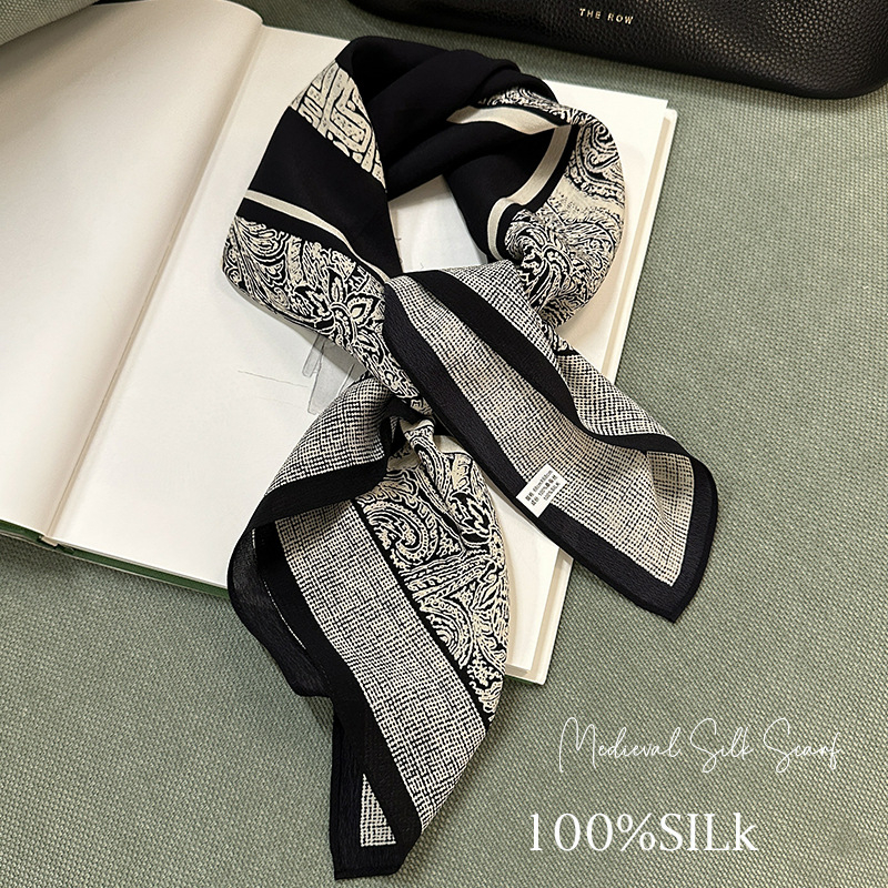 LAgUr márkájú selyem négyszög sál, nyomtatott selyem, őszi kiegészítő, divatos mintázat