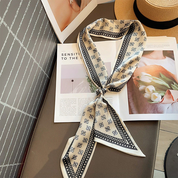 Poliészter sál szalaggal, sima szövés, nyomtatott dizájn, tavasz