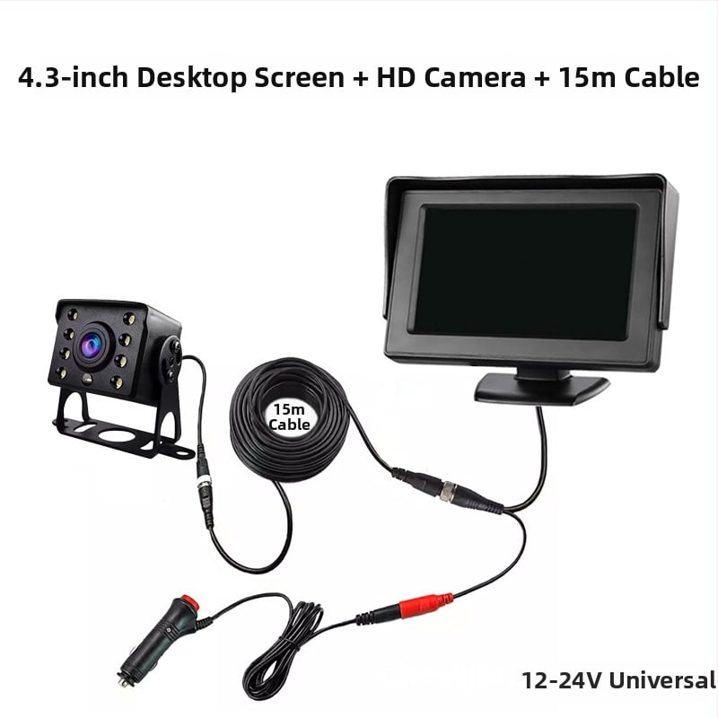 Transporto priemonės atbulinės eigos monitorius, IPS ekranas, 800x480 raiška, modelis Truck reversing, suderintas su sunkvežimiais