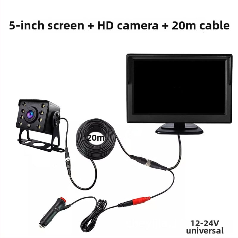 Transporto priemonės atbulinės eigos monitorius, IPS ekranas, 800x480 raiška, modelis Truck reversing, suderintas su sunkvežimiais