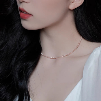 Édesvízi gyöngy nyaklánc, szabálytalan formájú gyöngyökkel, réz alkatrészek, Zhuji eredet, hercegnő stílus