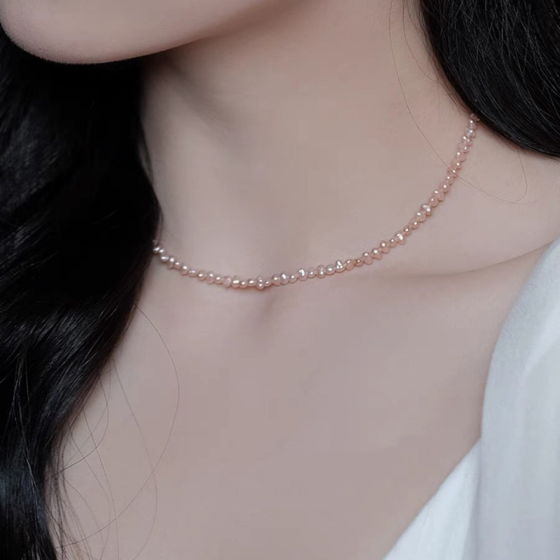 Édesvízi gyöngy nyaklánc, szabálytalan formájú gyöngyökkel, réz alkatrészek, Zhuji eredet, hercegnő stílus