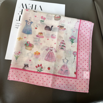 Pamut-lin négyszögletes sál, sima szövés, őszi használat, 2025 tavaszi bevezetés, friss és édes stílus