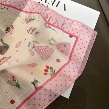 Pamut-lin négyszögletes sál, sima szövés, őszi használat, 2025 tavaszi bevezetés, friss és édes stílus