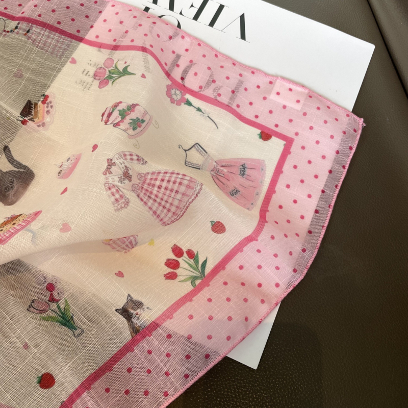 Pamut-lin négyszögletes sál, sima szövés, őszi használat, 2025 tavaszi bevezetés, friss és édes stílus