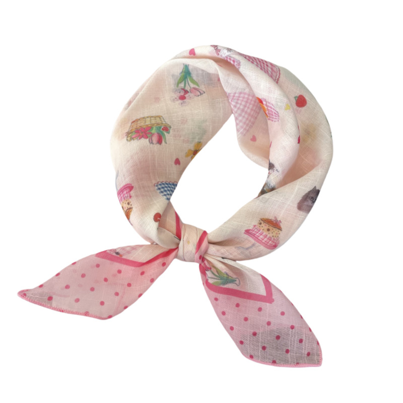 Pamut-lin négyszögletes sál, sima szövés, őszi használat, 2025 tavaszi bevezetés, friss és édes stílus