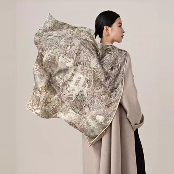 Négyszög alakú gyapjú sál, egyszerű kötés, nyomtatott minta, személyes trend stílus, 2023 tavasz