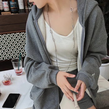 Colier din oțel titan cu închidere OT, pandantiv geometric în formă de U, multistrat, unisex, lanț casual pentru pulover