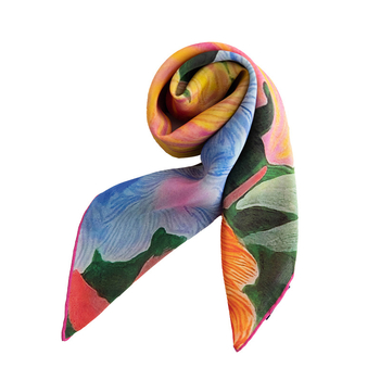 Копринен квадратен шал с оригинален дизайн, 100% коприна, печат, есен