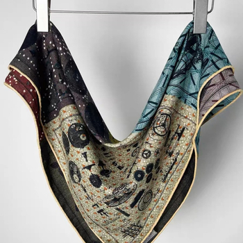 Selyem-gyapjú négyszögletes sál téli stílus, összefonott kötés, nyomtatott dizájn, személyes trend